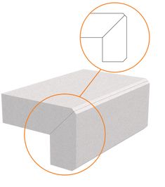 the side view of a white box with an orange circle around it and two different sections