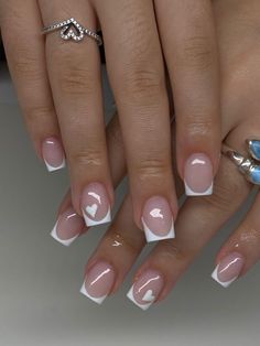 Short nails Gel Nail Designs Own Nails, New French Tip Nail Designs Short, Cute Short Nail Designs Square, Clear White Short Nails, Nail Inspo Acrylic Short Square, Nail Ideas For School Short Simple, Cute Short Gel X Nails, Simple School Nails Short, French Gel Nails Short Square