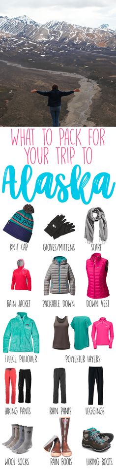 a poster with the words what to pack for your trip to alaska