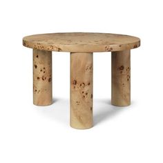 a round wooden table with two legs on the top and one leg in the middle