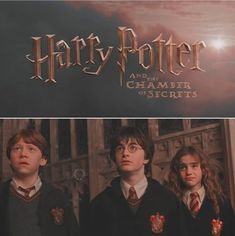 the poster for harry potter and the chamber of secrets, which features three young people