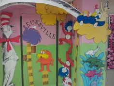 dr seuss and the cat in the hat themed classroom door