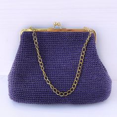 Crochet raffia clutch bag makes special accent, adds an effect zest to outfit. Large kiss lock handbag with metal clasp can keep a lot of little things that no woman can do without.  It`s for all seasons and special day / evening like wedding, bridal party, cocktail, date etc..  Great gift for any occasion and for women any age more crochet bag here https://etsy.me/3mXZ93a Violet clutch purse size: 16``x12`` (40x30 cm)  polyester lining Custom orders are welcome! This crochet clutch is lightweight, strong, hypo-allergenic, does not gather dust or dirt, does not wrinkle, easy to wash. CARE: hand washable in cold water 30 C. Dry flat. Do not ironing Purple vintage style Kiss lock bag produced in non-smoking, pet free studio. Real item color can be a bit different from photo because of screen Rectangular Coin Purse With Fold Over Clasp For Everyday, Chic Gift Clutch Satchel, Elegant Rectangular Coin Purse With Fold Over Clasp, Elegant Rectangular Bag With Gold Clasp, Elegant Rectangular Bags With Gold Clasp, Chic Handmade Formal Bags, Chic Formal Handmade Bags, Chic Handmade Clutch, Rectangular Bags With Gold Clasp For Everyday Use