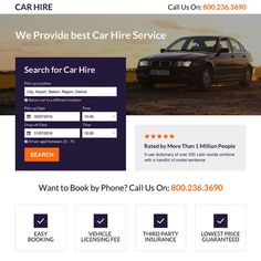 the car hire website homepage