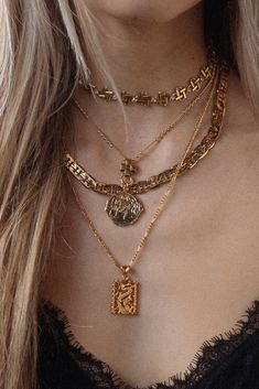 Our Ancient Paradigm Necklace is replicated from an authentic vintage coin. Hanging eloquently from a cross bail on a fine chain with a delicate 5-gold-bead detail. Wear this piece with intention of representing an ancient, yet timeless amulet of human design and culture that lasts you a lifetime. ✦ Chain measures 14 Inches / 24K GP ✦ Extender measures 3 inches / 14K GF ✦ Pendant measures 1 inch round / 24K GP Dark Academia Accessories, Dark Academia Jewelry, Fire Necklace, Neutral Jewelry, Child Of Wild, Chanel Inspired, Gold Medallion, Dragon Necklace, Dope Jewelry