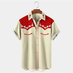 Men's Shirt Western Shirt Graphic Prints Turndown White Yellow Light Green Pink Black / Brown Outdoor Street Short Sleeves Button-Down Print Clothing Apparel Fashion Streetwear Designer western style 2023 - US $26.99 Mens Western Shirt On Women, Mens Western Wear Button Down Shirts, Luxury Men's Button-up Camp Shirt, Mens Western Shirts Wedding, Mens Printed Shirts, Tropical Fashion, Graphic Print Shirt, Streetwear Mode, Prints Design