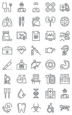 the medical icons are shown in black and white, with one line on each side