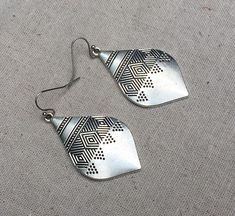 "These are simply stunning! My new personal favorite go to earrings! They have incredible detail and design. Versatile and perfect for everyday wear. Add instant style to any outfit with these beauties! The earrings measure 1 3/4\" long by 1\" wide. They hang from simple silver ear wire hooks. Overall drop length is 1 7/8\". Made from allergy free plated silver. I have a matching necklace in my shop if you would like the whole set. Here is a direct link https://etsy.me/3hNigJ4 Thanks for stoppin Nickel Free Teardrop Earrings For Festival, Nickel-free Teardrop Earrings For Festival, Festival Teardrop Earrings, Bohemian Hypoallergenic Teardrop Earrings, Bohemian Adjustable Hypoallergenic Teardrop Earrings, Big Silver Earrings, Aztec Earrings, Drop Earrings Silver, Bohemian Earrings