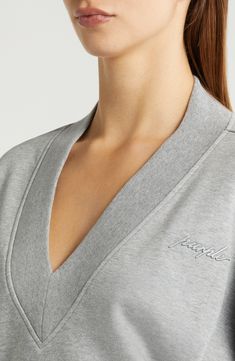 Build up your basics with this essential V-neck sweatshirt boasting an oversized design for a comfy fit. 21 1/2" front length; 25 1/2" back length (size Medium) V-neck 100% cotton Machine wash, dry flat Imported Asian Owned/Founded Fabric Gift Bags, Nordstrom Store, Fabric Gifts, Free Fabric, Sam Edelman Shoes, Comfy Fits, Bold Fashion, Sam Edelman, Kylie Jenner