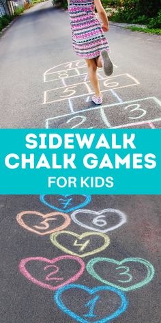 Chalk Games For Kids, Summer Sidewalk Chalk, Cheap Summer Activities, Outdoor Activity For Kids, Sidewalk Chalk Games, Outside Games For Kids, Outside Activities For Kids, Chalk Activities