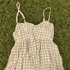 Lightweight, flowy cream and light green gingham dress with adjustable straps #boho #cottage Green Gingham Dress, Green Gingham, Boho Cottage, Gingham Dress, Dress 12, Light Green, Gingham, Adjustable Straps, Women's Dress