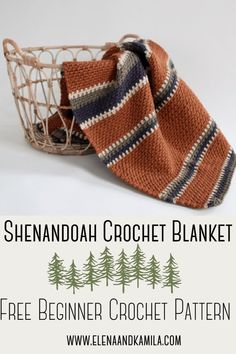 a crochet basket with a tie on it and the text, free beginner crochet pattern