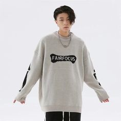 Stand out in this men's grunge sweater, showcasing a striking skeleton design on the back and sleeves. The bone and text print detail on the chest add an extra edge, making it perfect for those who love streetwear with a unique, cool, and casual style. Grunge aesthetic Skeleton design at back & sleeves Bone & text print detail at chest Text detail: fairfocus Drop shoulder Crew neck Long sleeve Polyester Order 1 size larger to be oversized Oversized Grunge Sweater For Fall, Oversized Punk Sweater For Fall, Fall Streetwear Sweater With Ribbed Cuffs, Relaxed Fit Winter Streetwear Sweater, Winter Grunge Crew Neck Sweater, Winter Streetwear Sweater With Ribbed Cuffs, Winter Long Sleeve Techwear Sweater, Grunge Crew Neck Sweater For Winter, Alternative Winter Sweater