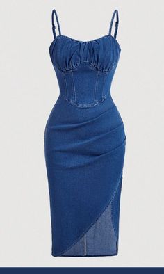 Christian Dressing, Denim Gown, Corset Gowns, Jeans Gown, Demure Outfit, Jean Clothes, Denim Style Casual, Classy Short Dresses, Modest Dresses Fashion