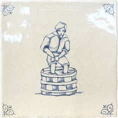 a drawing of a man sitting on top of a barrel