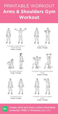 the printable workout guide for arms and shoulders