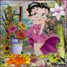 a painting of a woman in a pink dress sitting on a flower pot with flowers around her