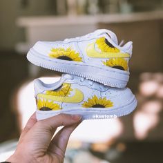 These shoes are 100% handpainted by me using high quality leather acrylic paint. These are made-to-order so please be patient with the wait time. Paint is meant to last as it is waterproof and does not chip or peel!  Tiktok-@kustomb Instagram- @kustomb Custom Hand Painted Yellow Sneakers, Yellow Custom Sneakers With Artwork, Yellow Custom Artwork Sneakers With Round Toe, Artistic Hand Painted Leather Sneakers, Yellow Custom Sneakers With Artwork Round Toe, Yellow Sneakers With Custom Artwork And Round Toe, Artistic Hand Painted Leather Custom Sneakers, Air Force 1s, Girls Shoes Sneakers