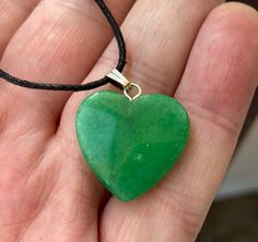 Handmade Green Heart Shaped Necklace, Healing Aventurine Round Pendant Jewelry, Handmade Green Heart Pendant Necklace, Hand-strung Aventurine Necklaces For Healing, Green Aventurine Beaded Hand-strung Necklace, Green Quartz, Stone Heart, Green Aventurine, Focal Bead