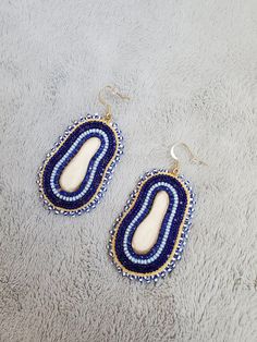 Blue Indigenous made earrings with hide and antler sourced from small, Indigenous businesses Antler Earrings, Earring Inspo, Beaded Earrings Patterns, Earring Patterns, Antlers, Beaded Earrings, Bead Work, Favorite Jewelry, Jewelry Earrings Dangle