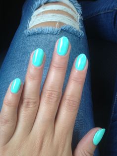 Love this color Neon Blue Nails, Bright Colored Nails, Prom Blue, Summer Nails Colors Designs, Nails Opi, Turquoise Nails, Almond Shape Nails, Her Nails, Almond Nails Designs