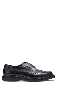 Smooth and textured leather artfully interplay on a wingtip derby that completes your look with just the right note of refinement. Lace-up style Leather upper and lining/rubber sole Imported Black Owned/Founded Up Styles, Derby, Rubber Sole, Leather Upper, Nordstrom, Lace Up, Lace, Leather, Black