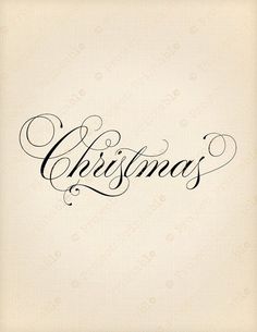 the word christmas written in cursive writing on a beige background with swirls