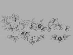 a line drawing of flowers on a gray background