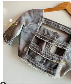 Grey Blouse Designs For Saree Silk, Blouse Hand Designs Latest Fancy, Grey Blouse Designs, Silver Blouse Designs, Diwali Suit, Blause Desine Latest Back, Blause Desine Latest, Aari Design