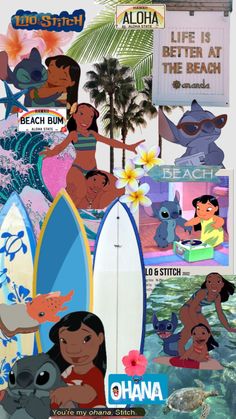 Phone Background Wallpaper, Lilo And Stitch Drawings, Stitch Drawing, Disney Collage, Mood Wallpaper, Hawaii Beaches, Disney Kids, Cellphone Wallpaper