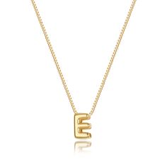 PRICES MAY VARY. 𝐒𝐈𝐙𝐄: Initial E necklace length:16.5"+2" , Bubble letter charm: about 0.31”*0.39”, With 1.0mm wide box chain, Simple and stylish！ 𝐎𝐂𝐂𝐀𝐒𝐈𝐎𝐍: Add this dainty initial necklace to your jewelry collection，It can be worn alone or layered with other necklaces for most everyday outfits. 𝐌𝐀𝐓𝐄���𝐑𝐈𝐀: This dainty gold necklace is made of 14K gold plated to ensure a long without faded, that is nickel free, lead free, and hypoallergenic. 𝐀𝐒 𝐀 𝐆𝐈𝐅𝐓: Choose your own gold E Necklace Initial, E Necklace, Gold Letter Pendants, Name Choker, Obx Dr, Necklaces Dainty, Cute Necklaces, Cute Name, Dainty Initial Necklace