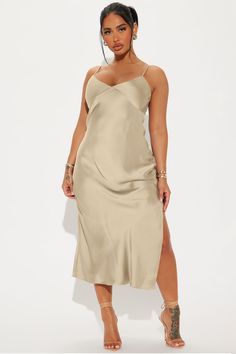 Draped in Satin Midi Dress - Taupe | Fashion Nova, Dresses | Fashion Nova Black Satin Midi Dress, Taupe Fashion, Dress Drape, Midi Slip Dress, Dress Satin, Satin Midi Dress, Satin Slip Dress, Black Satin, Satin Dresses