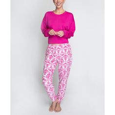 Can't wait to get home so you can get into your pajamas? We got you. Our super soft and comfy women's pajamas are made for those of us who prefer loungewear to actual clothes. Our women's sleepwear is ready for catching some zzz's or catching up on your favorite series. This pajama set features a winter classic Hanes print knitted rib top and joggers pants . Incredible Comfort! Designed using non-irritating knitted fabric, these feel sensationally soft on the skin and make the perfect loungewear Comfortable Pink Sleepwear For Lounging, Comfortable Pink Lounging Sleepwear, Super Soft Comfortable Sleepwear For Pajama Party, Comfortable Super Soft Sleepwear For Pajama Party, Super Soft Comfy Sleepwear For Relaxation, Comfy Super Soft Sleepwear For Relaxation, Super Soft Pink Sleepwear For Loungewear, Comfortable Pink Sleepwear For Loungewear, Comfortable Pink Sleepwear