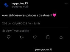 two tweets that are on the same page, one is saying i love my girl deserves princess treatment