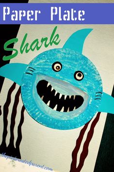 Paper Plate Shark Craft, Paper Plate Shark, Submerged Vbs, Ocean Commotion, Shark Craft, Paper Plate Crafts For Kids, Ocean Unit, Black Construction Paper