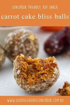 carrot cake bliss balls with text overlay