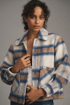 Lee Cropped Wool Chore Jacket Shirt Jacket Womens, Plaid Shacket, Pant Trends, Chore Jacket, Plaid Print, Crop Shirt, S Models, Model Measurements, Pacsun