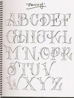 the upper and lower case of an old english alphabet, with cursive writing