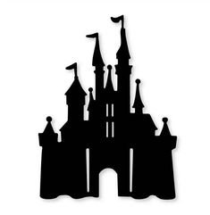 a black and white silhouette of a castle