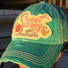 Fully Adjustable Strap. Turquoise Colored With Embroidered Lettering “Sweet Sassy Southern”! New Boutique Item. Only One. Turquoise Casual Hat For Spring, Turquoise Casual Spring Hat, Casual Turquoise Cap Hat, Casual Turquoise Cap, Cactus Hat, Montana West Purse, Sunshine And Whiskey, Bling Sunglasses, Jeep Hair