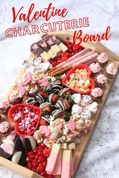 valentine's day charcuterie board with candy and candies