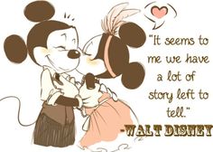 a drawing of mickey and minnie kissing each other with the caption that says, i love you