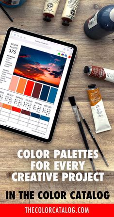 the color catalog for every project in the color catalog is displayed on a tablet screen