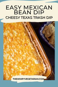 Mexican Bean Dip, also called Texas Trash Dip is a warm bean dip that's great for parties or for family. This simple dip mixes creamy beans, zesty spices, and melted cheese to create a ooey gooey cheese dip that is irresistible! It’s easy to prepare and always a hit. Enjoy it with crunchy tortilla chips or fresh veggies for a tasty appetizer! Check out the recipe and make for your next game day app!