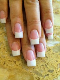 White tip acrylic nails Solar Nail Designs, Nails Pink White, Pink And White Nails, White Tip Nails, Natural Acrylic Nails, French Manicure Nails, Nagel Tips, French Tip Acrylic Nails