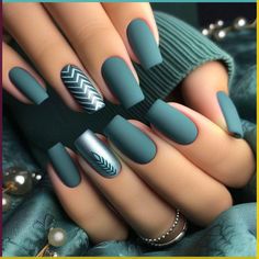 Wave Nails, Green Nail Designs, Matte Nails Design, Blue Nail, Trendy Nail Design, Fabulous Nails, Nail Designs Spring