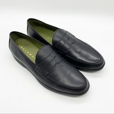 Brand New Without Box Or Tags (Wholesale Overstock Purchase) Inkerman Ny Black Leather Slip On Penny Loafers Size 8 Great Quality Genuine Leather Comfy Rubber Soles No Trades Black Dress Shoes With Stitched Sole For Work, Black Closed Toe Moccasins For Business, Black Loafers With Stitched Sole For Office, Black Business Loafers With Rubber Sole, Black Loafers With Stitched Sole For Business Casual, Black Business Casual Loafers With Stitched Sole, Black Brogue Loafers For Business, Black Moccasins With Stitched Sole For Business Casual, Black Plain Toe Moccasins For Office