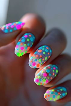 Easy Neon Nail Designs, Neon Short Nails Designs, Neon Nails Square, Purple Neon Nails, Long Neon Nails, Neon Nails Long, Nails Ideas Neon, Cute Neon Nails, Neon Nails Ideas