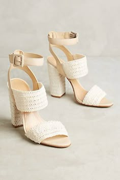 Wedding Sandals Heels, White Block Heel Sandals, Block Heel Sandals, Pretty Shoes