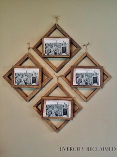 four wooden frames hanging on the wall